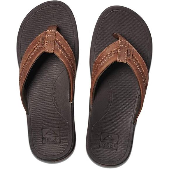 NWT Reef Men's Leather Ortho-Coast Arch Support Sandals Brown - 8 Medium - Picture 1 of 4